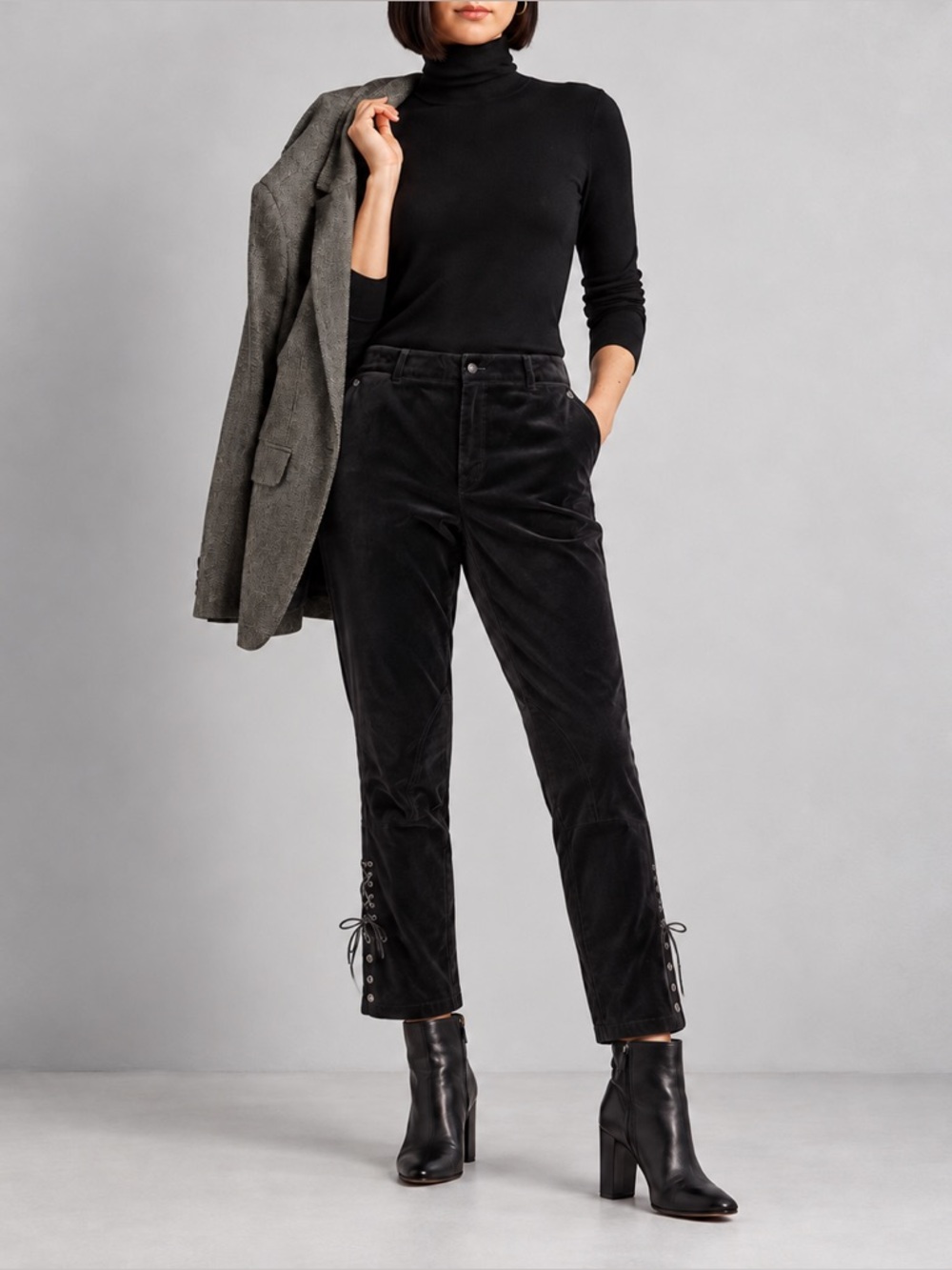 NEW Lauren Ralph Lauren Pants Womens 16 Black Velvet Riding Jodhpurs Equestrian